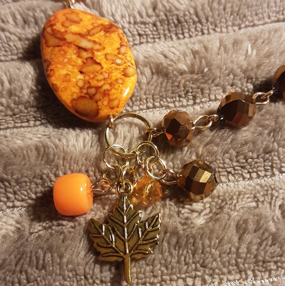 Handmade Gold And Brown Fall Glass Bead Bracelet - Picture 3 of 3